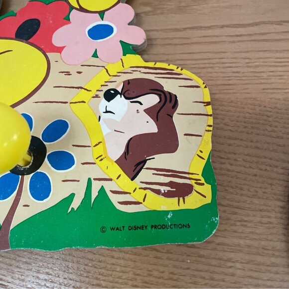 Vtg Walt Disney Productions Mickey Donald Wooden Wall Coat Rack w Hooks1980s - Picture 5 of 8